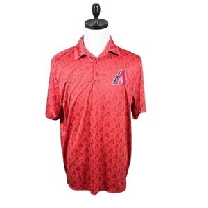 Budweiser Arizona Diamondbacks MLB Polo Shirt Mens XL Red All Over Logo Print